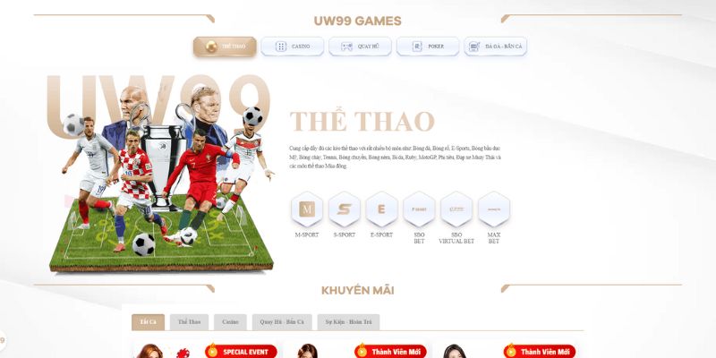 Điềm nổi của sảnh thể thao uw99