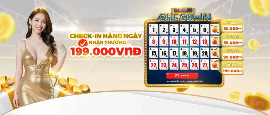 Checkin nhận quà hàng ngày tại uw99